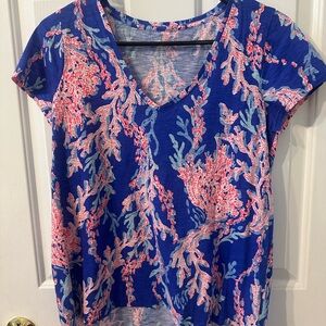 Lilly Pulitzer Vibrant Blue and Pink Coral Tee